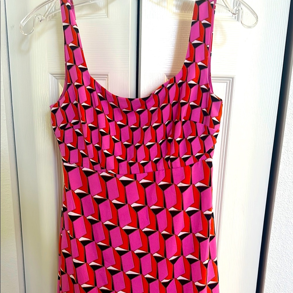 Diane Von Furstenberg Pink and Red Geometric Dress